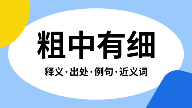 “粗中有细”是什么意思?