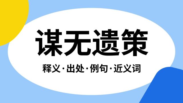 “谋无遗策”是什么意思?