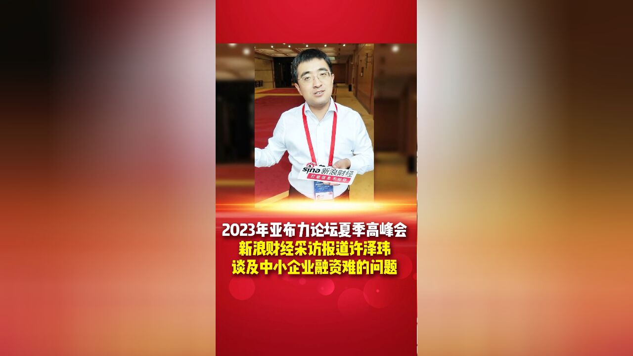 2023年亚布力论坛夏季高峰会,新浪财经采访报道许泽玮谈及中小企业融资难的问题