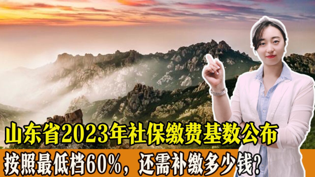 山东省2023年社保缴费基数公布,按照最低档60%,还需补缴多少钱?