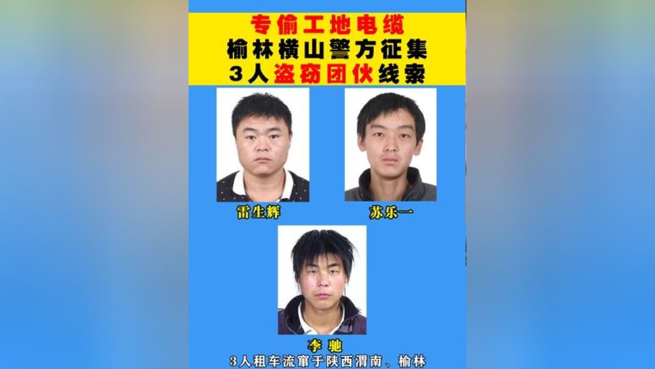 专偷工地电缆,榆林横山警方征集盗窃团伙线索