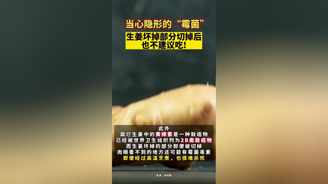 当心隐形的“霉菌”,生姜坏掉部分切掉后也不建议吃!