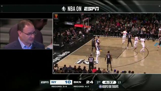 NBA常规赛：尼克斯vs篮网第1节英文原声回放