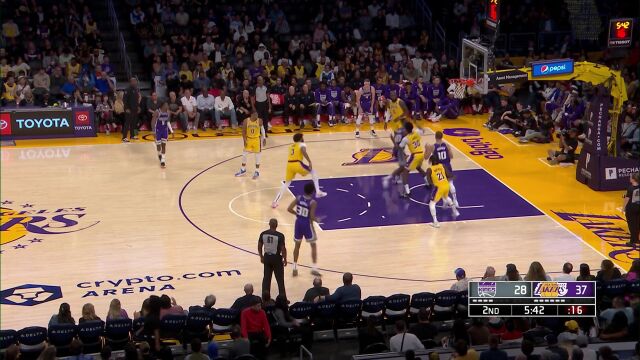 NBA季前赛：国王vs湖人第2节原声解说回放