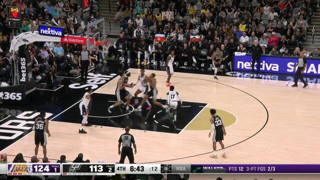  NBA常规赛：湖人vs马刺第4节英文原声回放