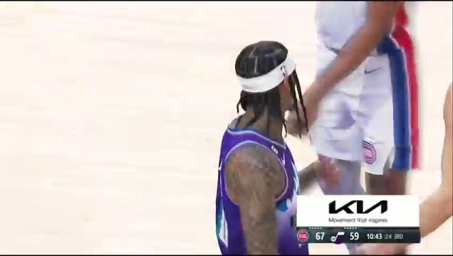 NBA常规赛：活塞vs爵士第3节英文原声回放