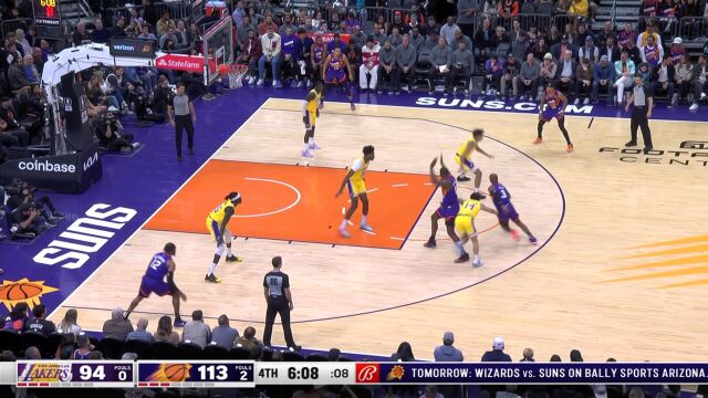 NBA常规赛：湖人vs太阳第4节 英文解说回放