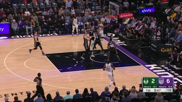 跑起来之后即追不上也防不住 字母哥全场奔袭上篮得手