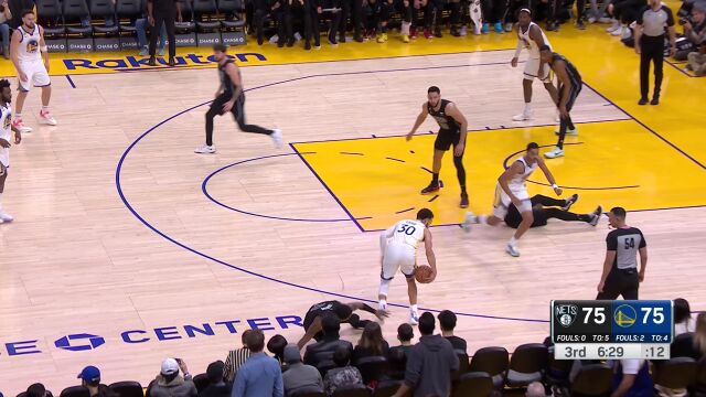 篮网vs勇士精华纯享 欧文37分率队完成19分大逆转