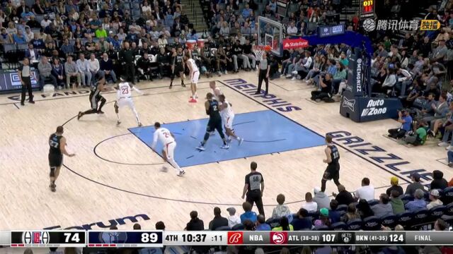NBA常规赛：快船vs灰熊第4节中文解说回放