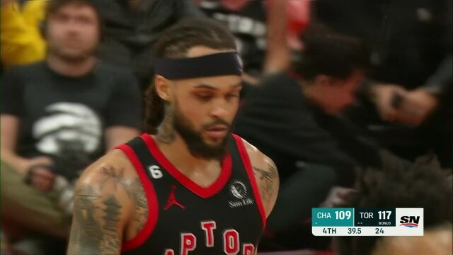 NBA常规赛：黄蜂vs猛龙第4节英文原声回放