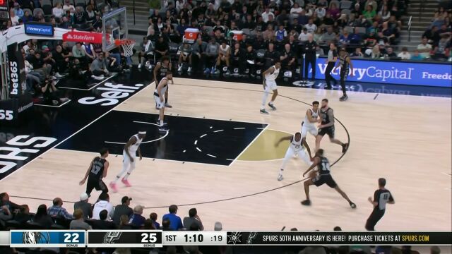 NBA常规赛：独行侠vs马刺第1节英文原声回放