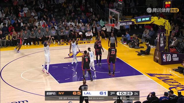 NBA常规赛：尼克斯vs湖人英文原声全场回放