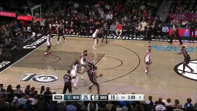 NBA常规赛：森林狼vs篮网第1节 英文解说回放