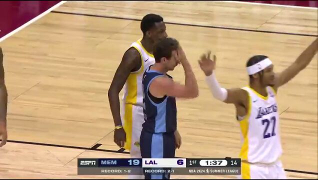 NBA夏季联赛：灰熊vs湖人第1节英文解说回放