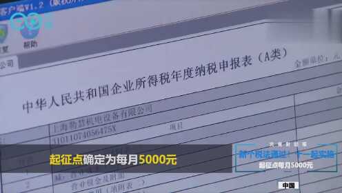 新税法实施后,起点为每月5000元,自10月1日起生效
