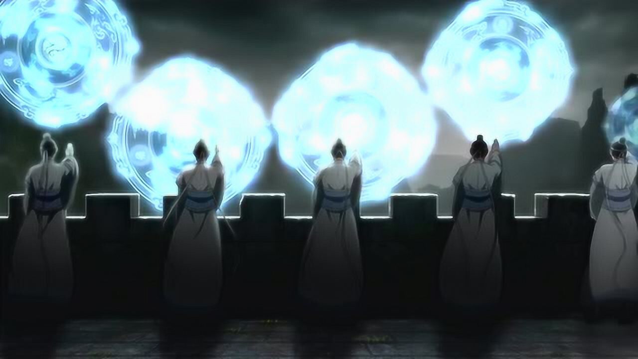 魔道祖师蓝湛带领蓝家修士结阵抵抗温狗