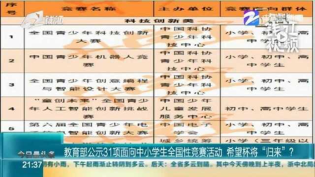 教育部公示31项面向中小学生全国性竞赛活动 希望杯将“归来”?