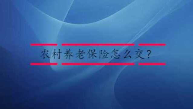 农村养老保险怎么交?