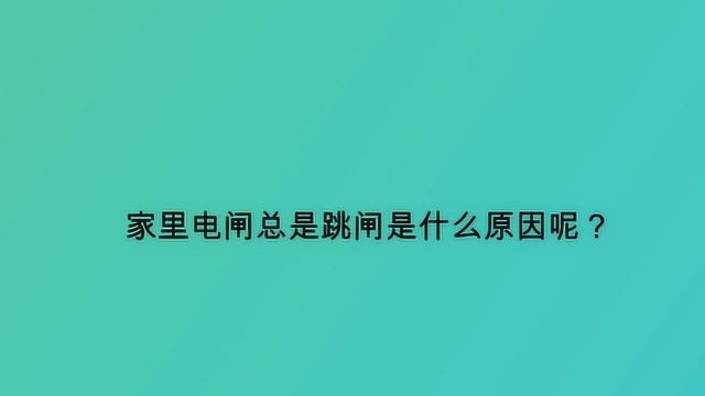 家里电闸总是跳闸是什么原因呢?