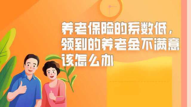 养老保险的系数低,领到的养老金不满意该怎么办