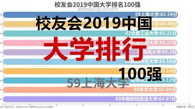 校友会2019中国大学排行100强数据可视化