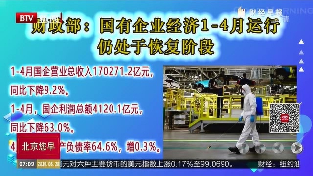 财政部:国有企业经济14月运行仍处于恢复阶段