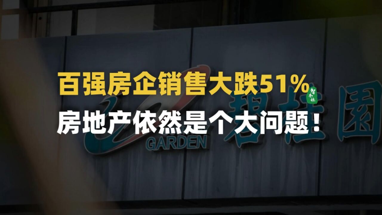 百强房企销售大跌51%,房地产依然是个大问题!