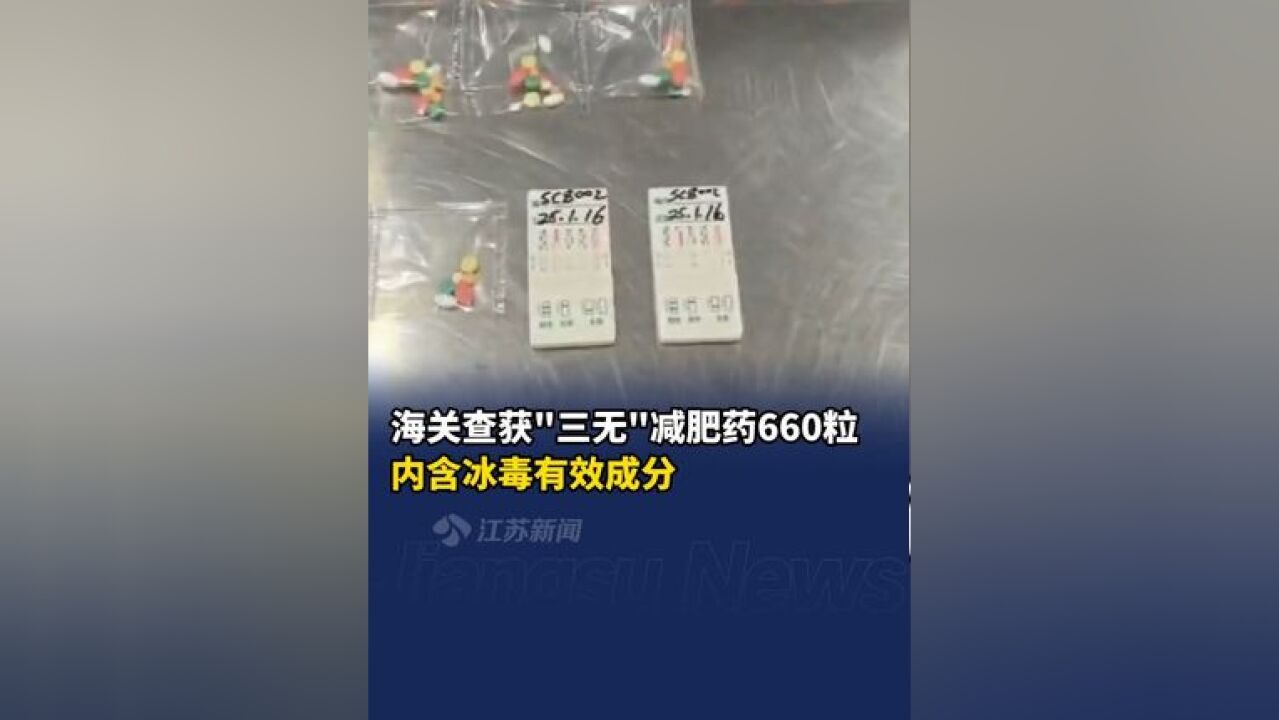 海关查获660粒三无减肥药内含冰毒有效成分