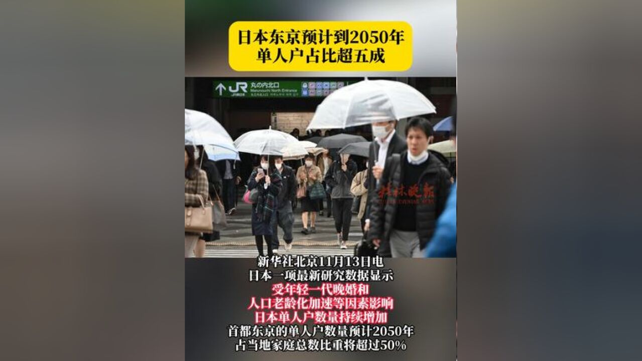 日本东京预计到2050年单人户占比超五成