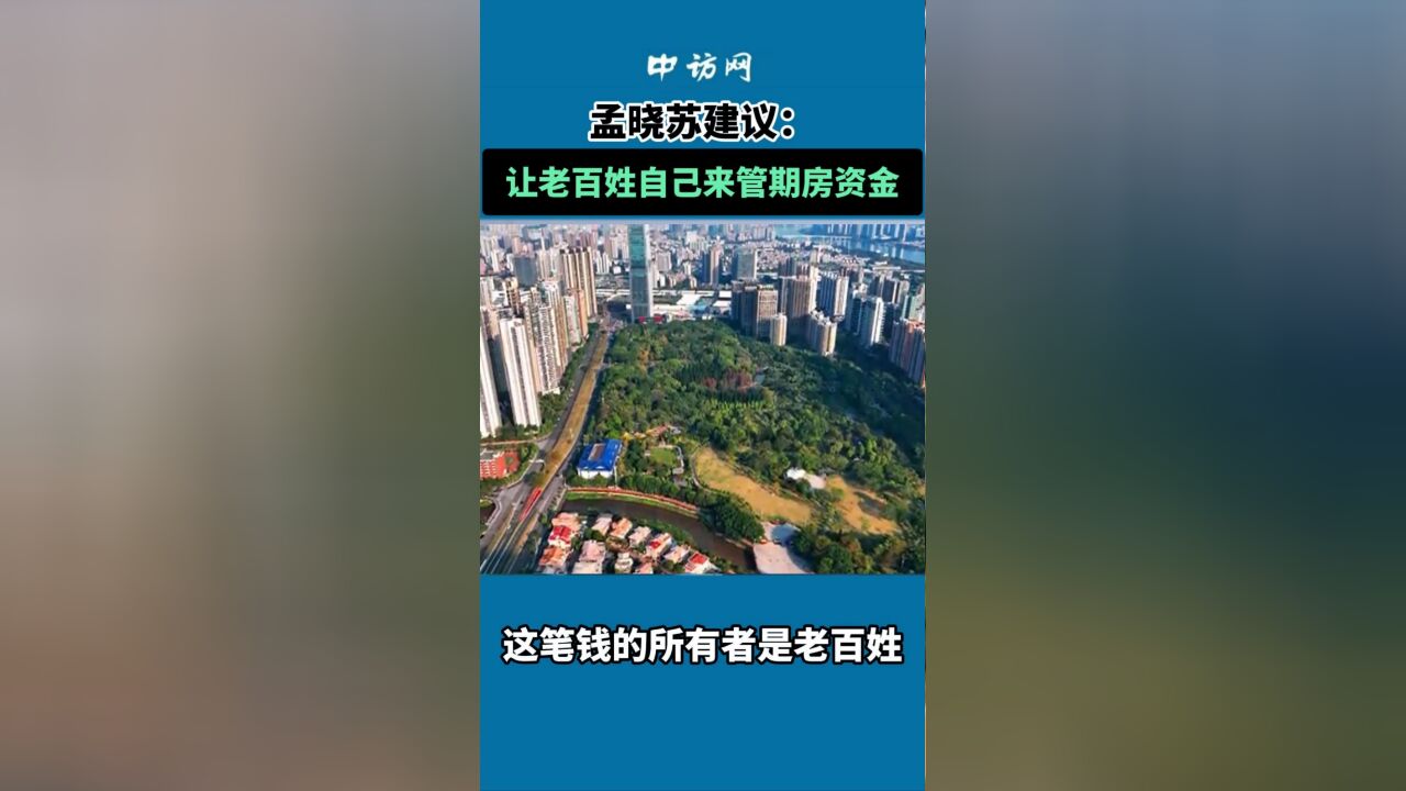 孟晓苏建议:让老百姓自己来管期房资金