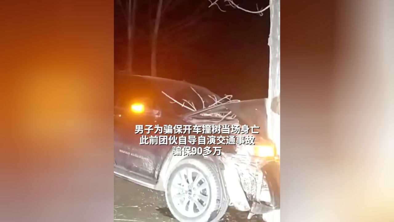 男子为骗保开车撞树当场身亡,此前团伙自导自演交通事故骗保90多万