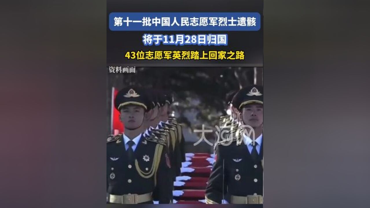 第十一批中国人民志愿军烈士遗骸将于11月28日归国,43位志愿军英烈踏上回家之路