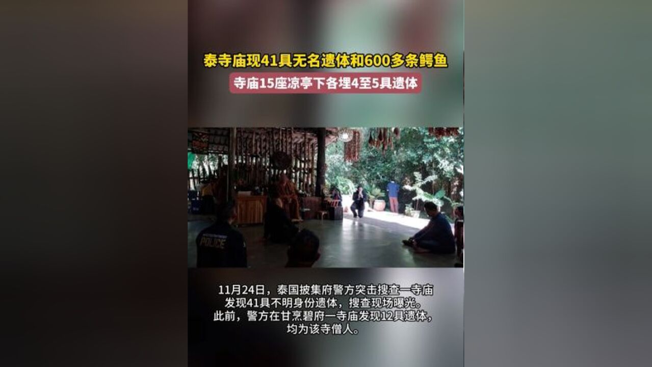 泰寺庙现41具无名遗体和600多条鳄鱼