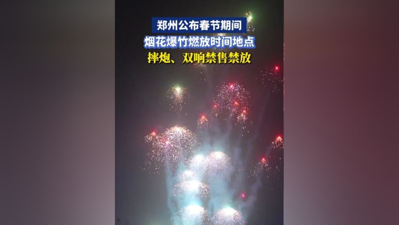 刚刚,郑州春节期间烟花爆竹燃放时间地点公布