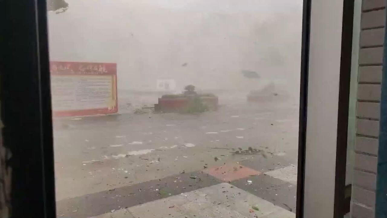 四川德阳遇强对流天气:冰雹密集砸地,狂风掀翻遮阳棚、树倒砸车