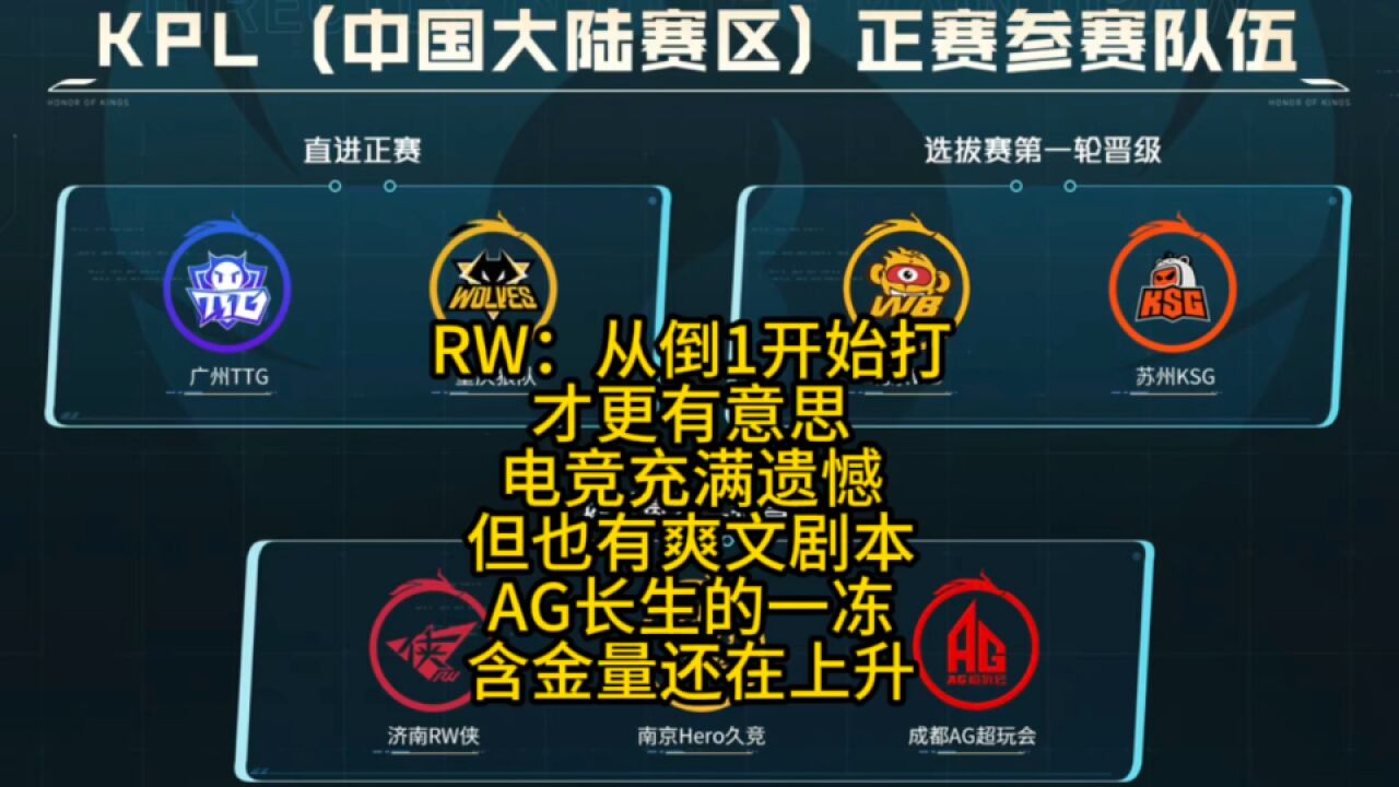 RW:从倒数第1开始打更有意思,电竞真有爽文男主剧本,AG长生那一冻,含金量还在上升