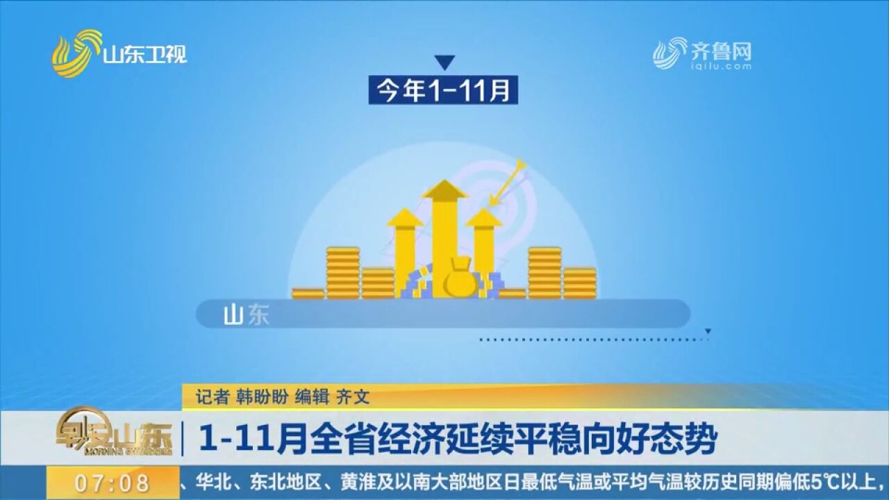 111月山东全省经济延续平稳向好态势,固定资产投资同步增长5.1%