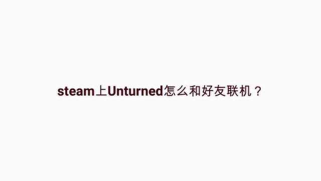 steam上Unturned怎么和好友联机?