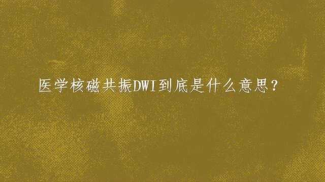 医学核磁共振DWI到底是什么意思?