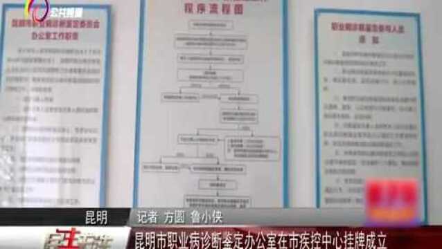 昆明市职业病诊断鉴定办公室在市疾控中心挂牌成立,记者报道