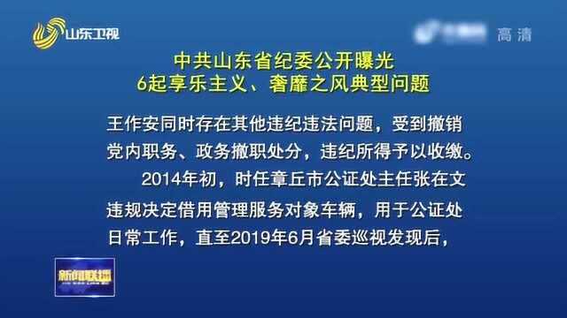 中共山东省纪委公开曝光6起享乐主义、奢靡之风典型问题