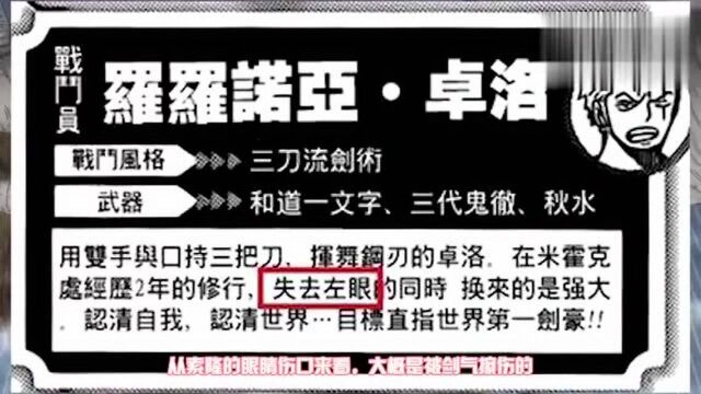 海贼王:索隆左眼为何失明,尾田透露鹰眼剑气所伤,好心疼他!