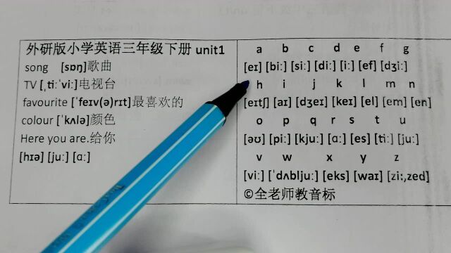 外研版小学英语三年级下册单词音标拼读unit1