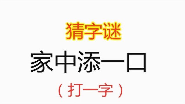 猜字谜:家中添一口,打一字,聪明人5秒就猜到