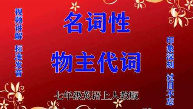 名词性物主代词,视频讲解标准发音,印象深刻过目不忘