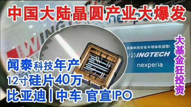 中国芯片产业大爆发,闻泰科技年产12寸硅片40万片,比亚迪官宣IPO