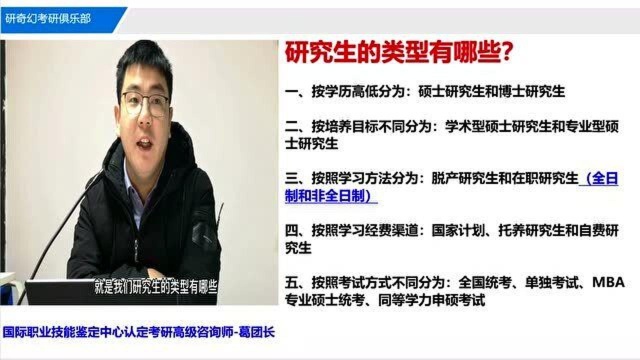 考研秒懂百科01研究生类型和考生类型都有哪些?