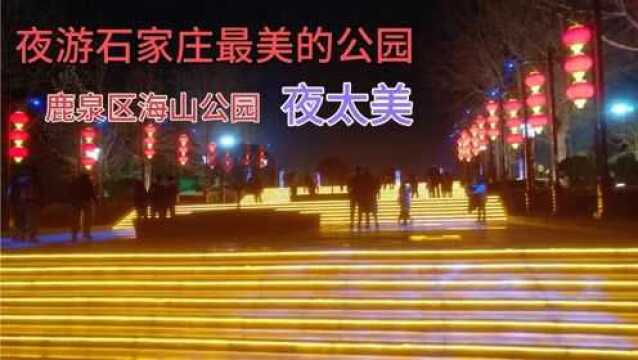 夜游石家庄鹿泉区海山公园,太美了!小孩玩高科技游戏,好嗨呦!