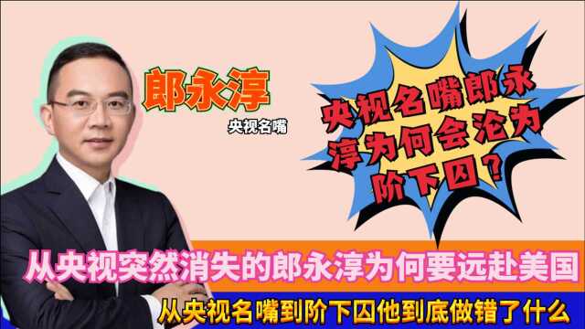 突然从央视消失的郎永淳,为何要远赴美国,是什么让他成了阶下囚